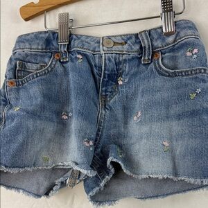 Cat & Jack Blue Denim Shorts with Floral Embroidery